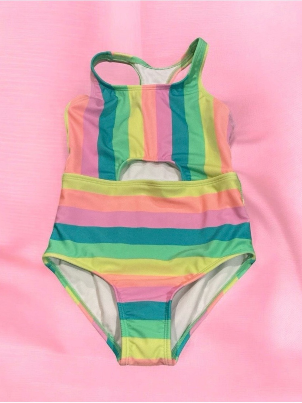 Buy 1 get 1 50% off Cat & Jack Pastel Rainbow Stripe One-Piece Swimsuit